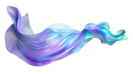 Abstract Colorful Flowing Waves in Blue and Purple Over Transparent Background