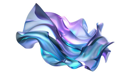 Abstract Colorful Fluid Design with Twisting Waves in Blue and Purple Tones on Transparent Background