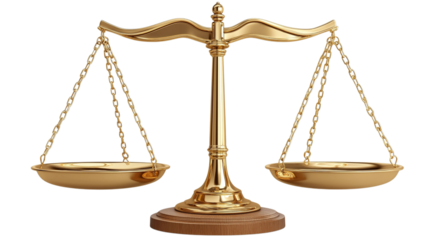 Fairness scales of justice isolated on white transparent background 