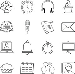 Communication, Collaboration, and Time Management Icons for Business