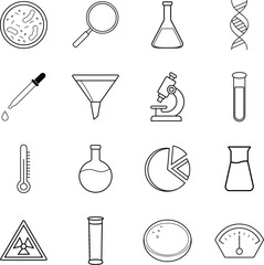 Science Lab Equipment Icons of Research, Experiments, and Discovery