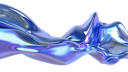 Abstract Fluid Wave Design with Shiny Blue Colors and Smooth Textures on a Transparent Background