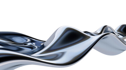 Abstract Fluid Wave in Silver Metallic Color with Smooth Curves and Elegant Reflections