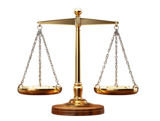 Fairness scales of justice isolated on white transparent background 