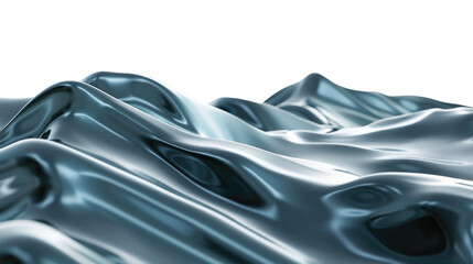 Abstract Fluid Waves with a Shiny Blue Surface and Transparent Background for Modern Design
