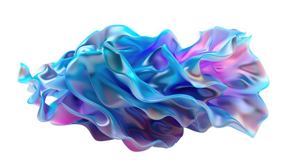 Colorful Abstract Fluid Wave Texture with Iridescent Layers on a Transparent Background