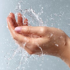 The touch of water on a woman's hand as it is splashing