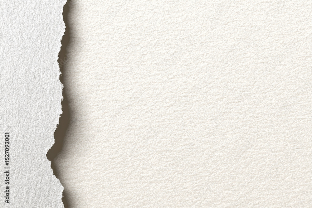 Poster minimalist paper texture with torn edge on left side, showcasing subtle and elegant design. texture 
