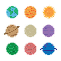 Planets Icon Set Vector Design. 