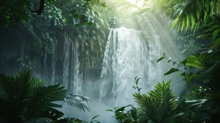 Beautiful waterfall landscape with scenic nature view