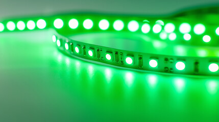 Obraz premium Smart green LED lights with vibrant, customizable colors and a sleek design, isolated on a clean white background. 