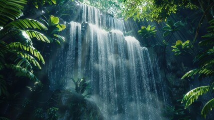 Beautiful waterfall landscape with scenic nature view