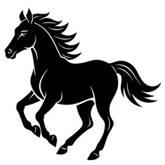 Obraz premium Majestic black stallion running wild free spirit