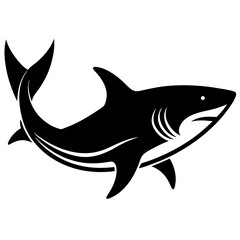 Obraz premium Powerful black shark silhouette ocean predator