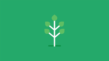 Simplified tree icon illustration with green leaves and white stem on a transparent background