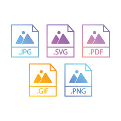 PNG, JPG, SVG, GIF, PDF File Document Symbol Icon Set Vector Design.