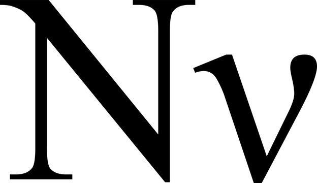 Crisp black and white vector of the Greek letter Nu (uppercase and lowercase). Ideal for educational, scientific, and mathematical designs, representing the thirteenth letter of the Greek alphabet
