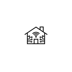 Fototapeta premium Smart home icon with network signals and circuit designs 