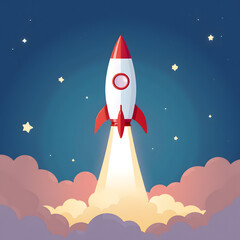 Fototapeta premium Startup launch rocket illustration, vector