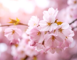 Obraz premium Blossoming cherry blossoms in soft focus