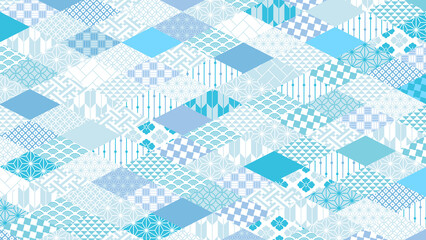 夏の季節の涼しい和柄背景イラスト