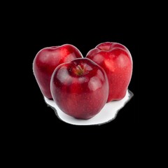 Three Red Apples Against a Black Background