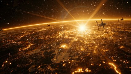 sunset over the river