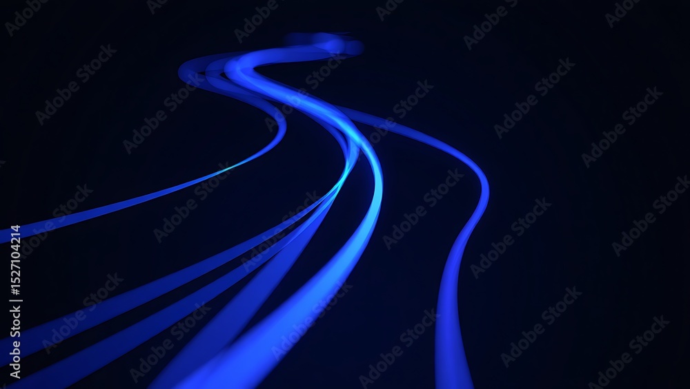 Poster abstract blue light trails dynamic curves and glowing lines in motion