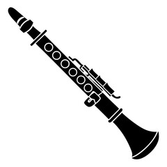 Black and white silhouette of a clarinet