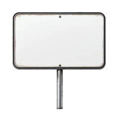 Obraz premium Blank traffic sign with sturdy metal surface, clean rounded or square edges, and reflective finish, isolated on a white background, ideal for road safety, transportation, and urban design projects