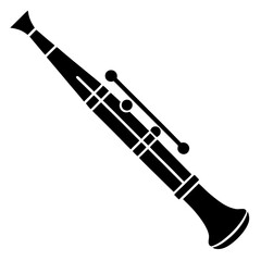 Black and white illustration of a baroque oboe