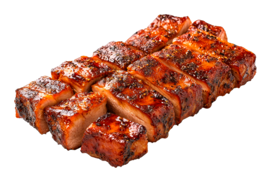 Delicious grilled barbecue pork backyard cookout food outdoor setting close-up isolated on transparent background