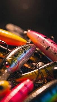 Colorful Fishing Lures for Anglers and Sport Fishing Enthusiasts, Various Types and Styles Available