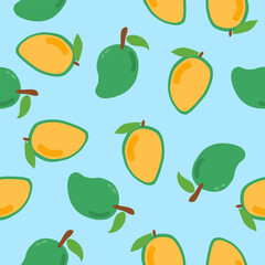 Cute mango fruits pattern background vector design