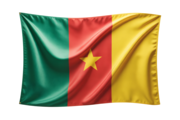 Majestic Waving Flag of Cameroon with A Vibrant Symbol of National Pride and Unity