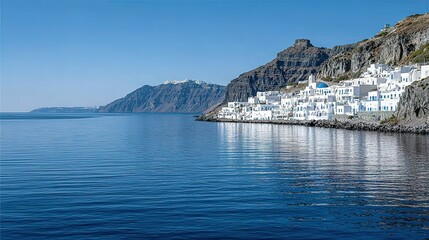 Picturesque coastal town reflected in the calm waters.