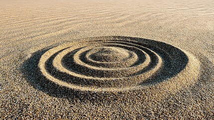 Concentric circles of sand arranged in a design.