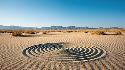 Sand art design in the desert landscape.