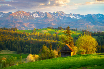 Mountain landscape in the Pieniny National Park at the foot of the Tatra Mountains