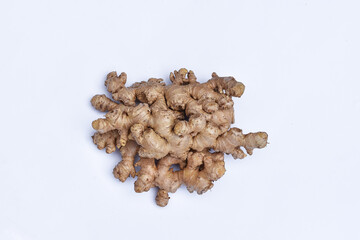 Jahe (Zingiber officinale) basic ingredient for traditional drinks/medicine, White background ginger