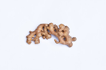 Jahe (Zingiber officinale) basic ingredient for traditional drinks/medicine, White background ginger