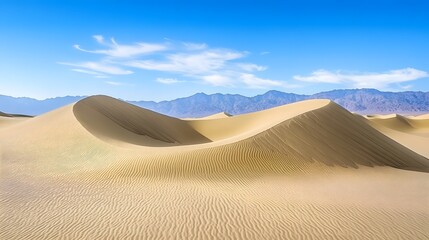 Vast sand dunes under a clear sky.