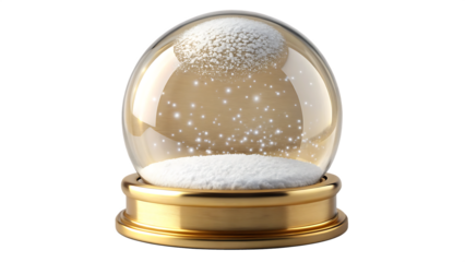 gold empty snow globe isolated on white background PNG, AI