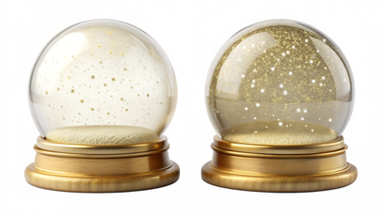 gold empty snow globe isolated on white background PNG, AI