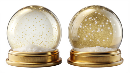 gold empty snow globe isolated on white background PNG, AI