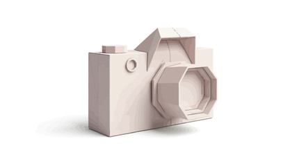 Fototapeta premium Minimalist Beige Camera Low Poly 3D Render