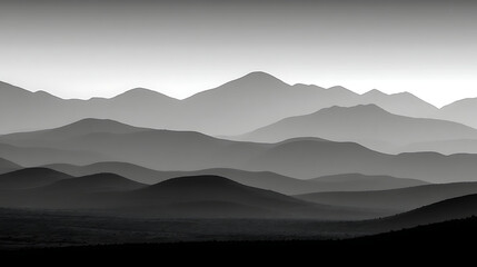 A mountain range with a gray sky in the background
