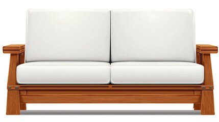 A white couch with wooden legs