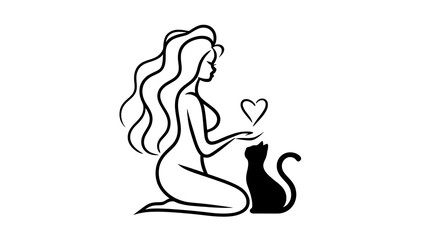 A woman is holding a cat and a heart