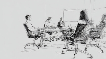 A group of people are sitting around a table in a conference room